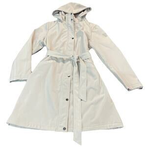 GUESS Women’s Softshell Belted Coat Trench‎ Office Jacket Stone color Sz L NWT